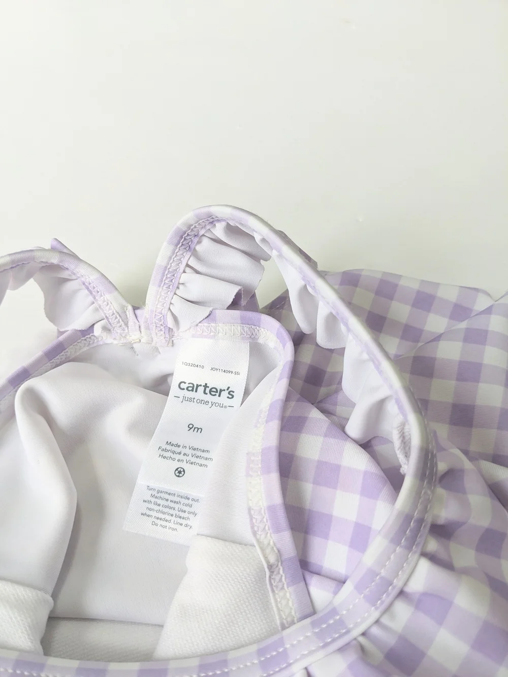 ⚡Carter's Just One You Baby Girls' Ruffle Gingham One-Piece Swimsuit - Lavender